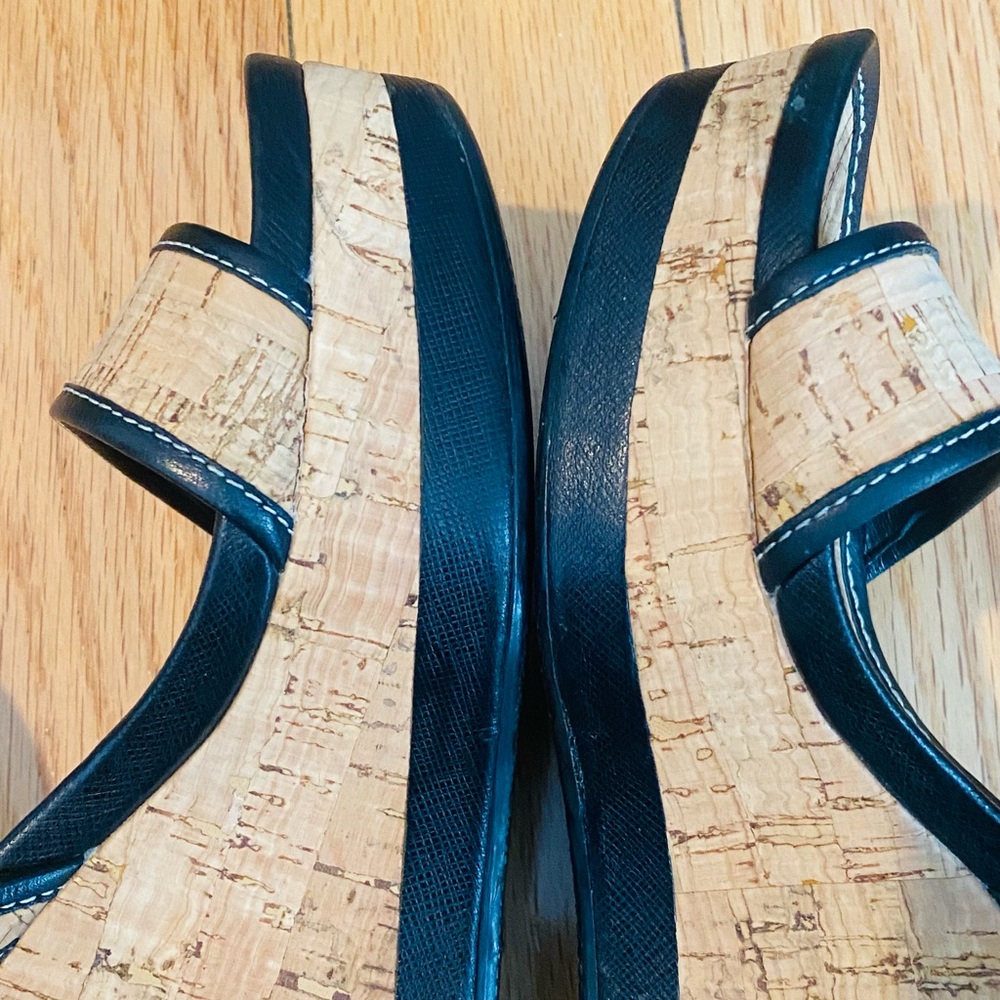 Prada Black and Natural Cork Wedge Sandals - Picture 4 of 16